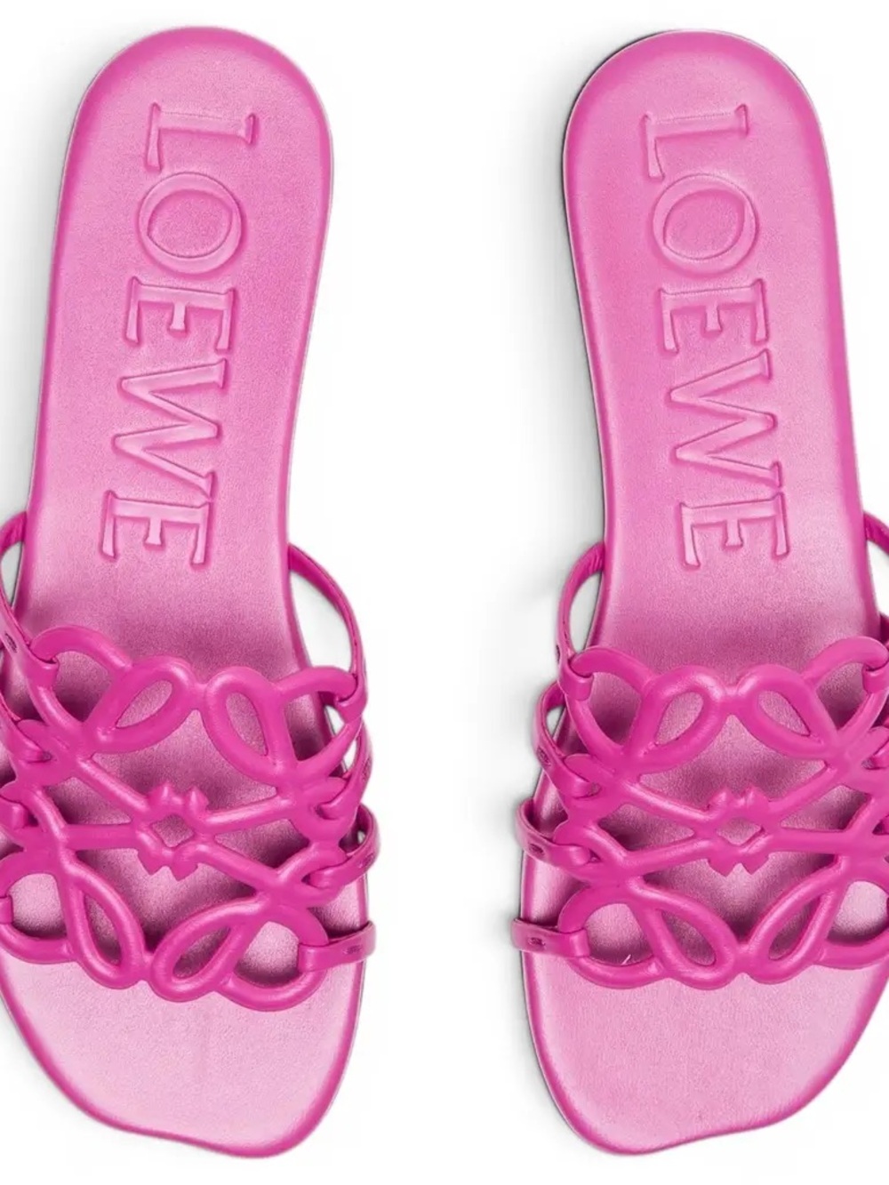 Loewe Hot Pink Anagram Cutout Leather Slides